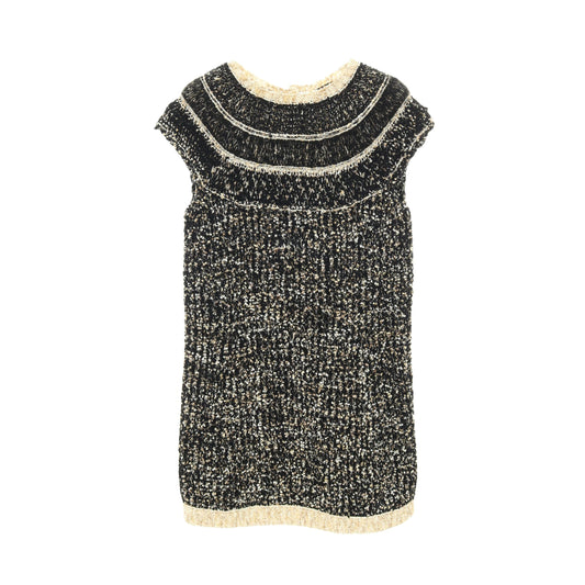 ココマークボタン ニットワンピース ウール ナイロン ブラック アイボリー ゴールド シャネル