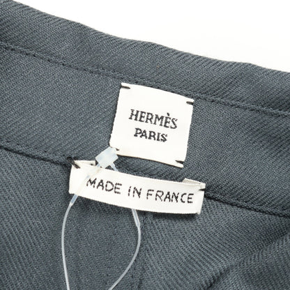 シャツワンピース 刺繍 ウール グレー エルメス ワンピース HERMES