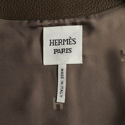 クルードセル セリエボタン ロング ベスト ディアスキン グレーブラウン エルメス アウター HERMES