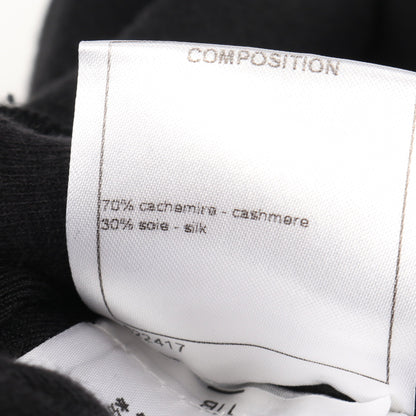 ロゴボタン ニットワンピース クルーネック 長袖 カシミヤ シルク ブラック 袖切替 シャネル ワンピース CHANEL