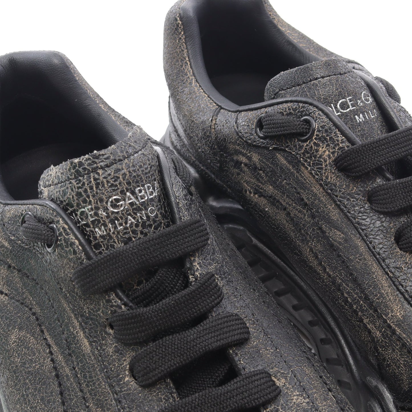 デイマスター スニーカー レザー ブラック ダメージ加工 ドルチェアンドガッバーナ シューズ DOLCE&GABBANA