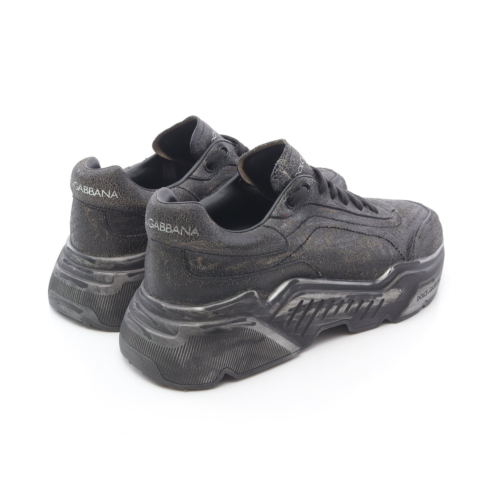 デイマスター スニーカー レザー ブラック ダメージ加工 ドルチェアンドガッバーナ シューズ DOLCE&GABBANA