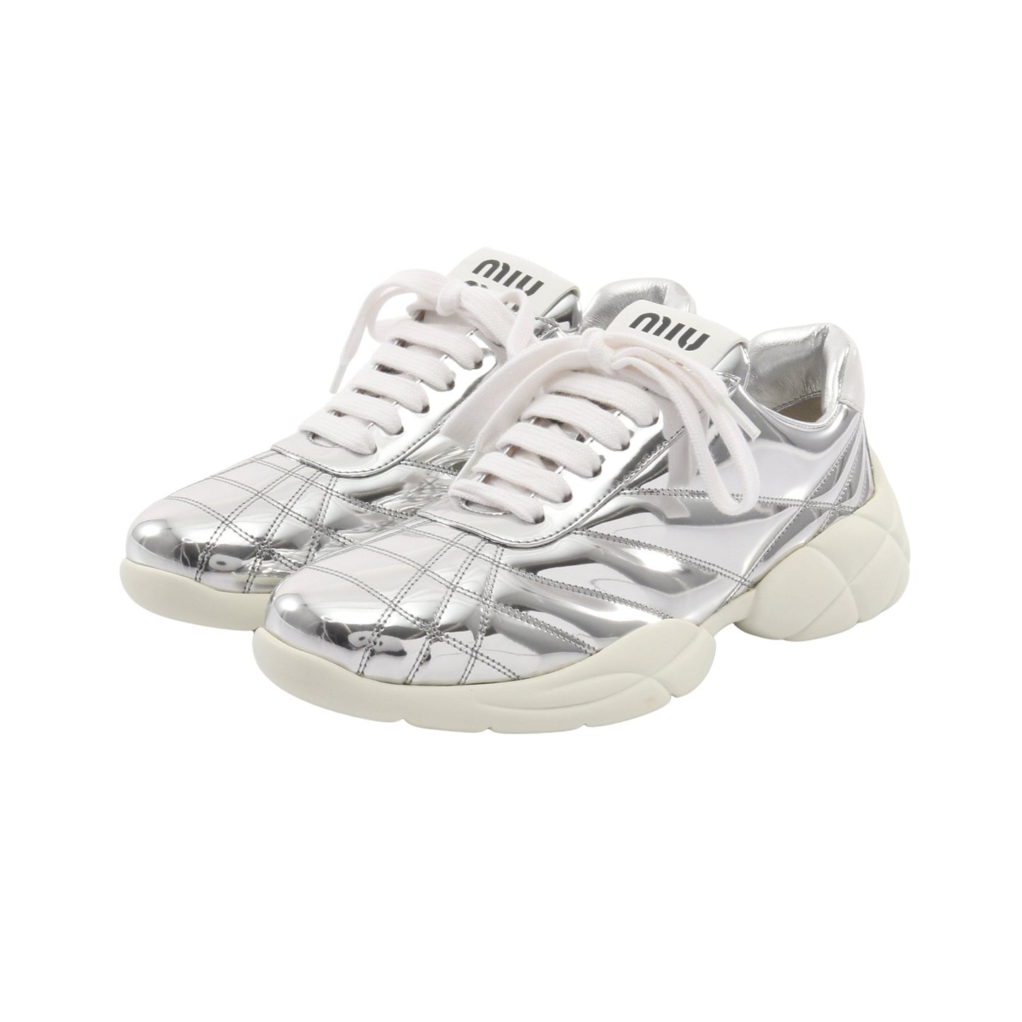 メタリック スニーカー ファブリック シルバー ミュウミュウ シューズ miu miu