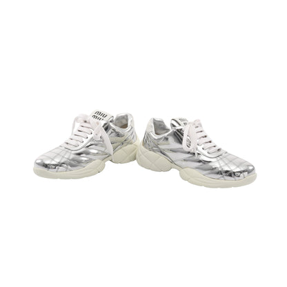 メタリック スニーカー ファブリック シルバー ミュウミュウ シューズ miu miu