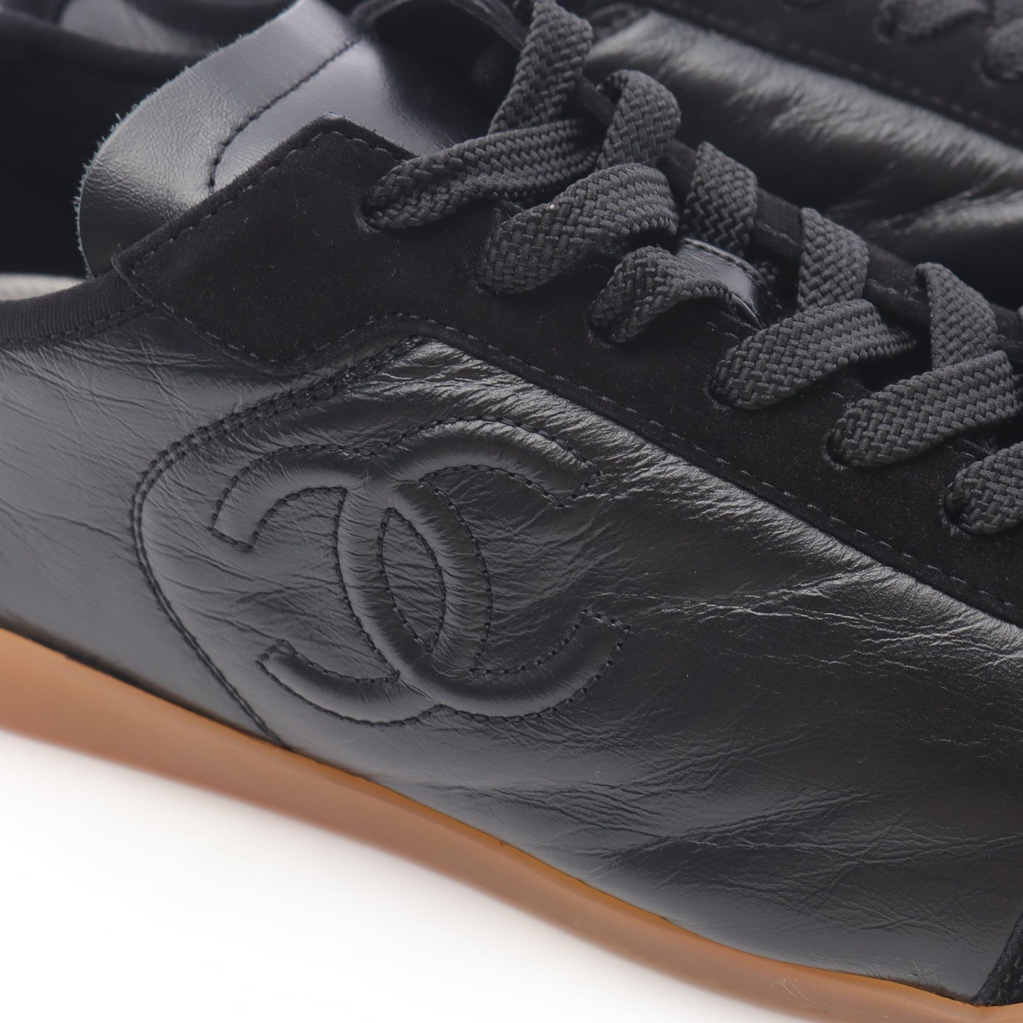 ココマーク スニーカー レザー スエード ブラック シャネル シューズ CHANEL