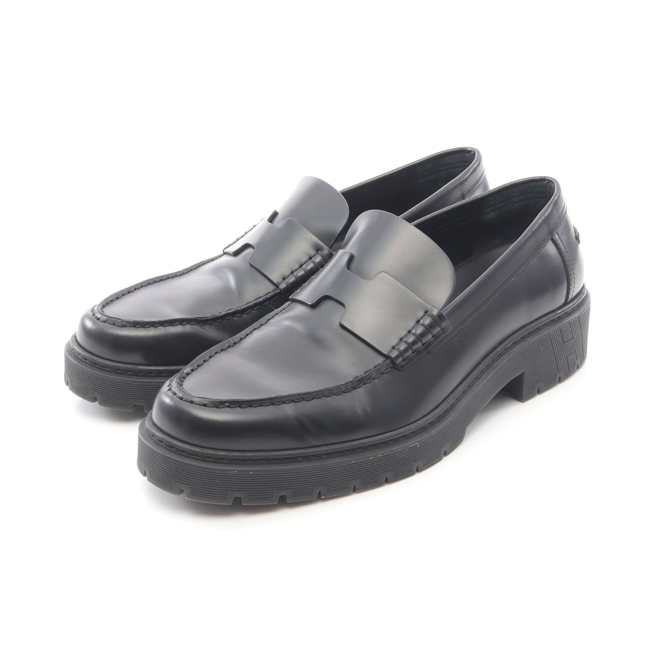 Hanaさん専用です HERMES ブラック ローファー 38 Hanaさん専用です