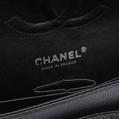 マトラッセ Wフラップ Wチェーンショルダーバッグ キャビアスキン ブラック シルバー金具 シャネル バッグ CHANEL