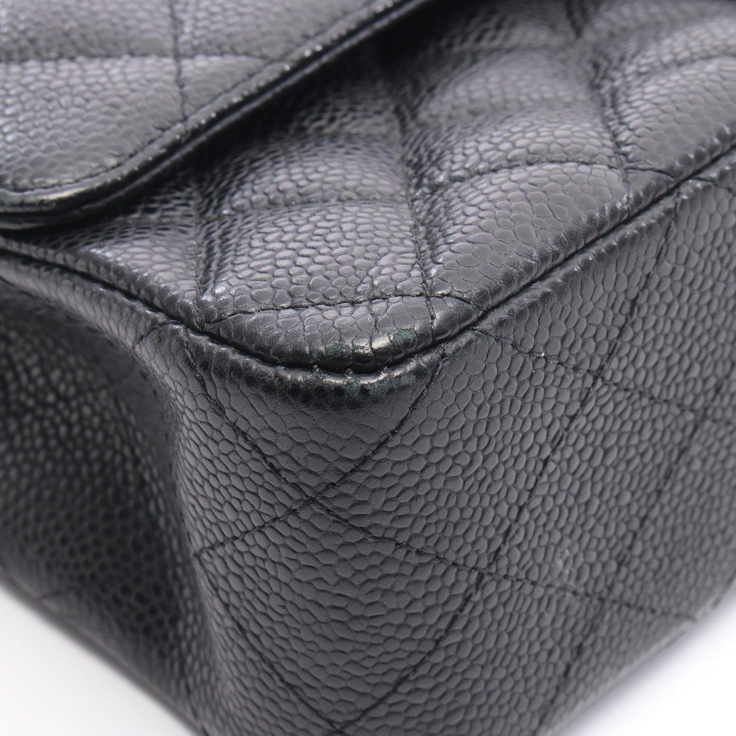 マトラッセ Wフラップ Wチェーンショルダーバッグ キャビアスキン ブラック シルバー金具 シャネル バッグ CHANEL