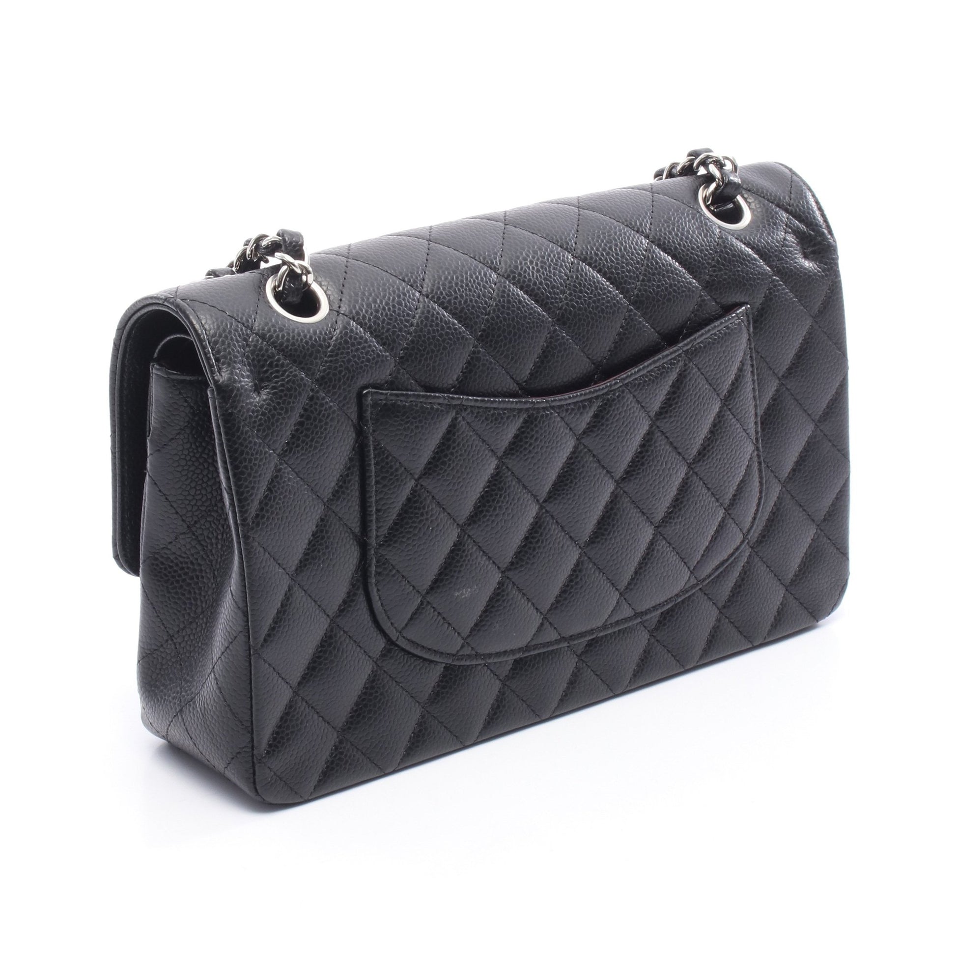 マトラッセ Wフラップ Wチェーンショルダーバッグ キャビアスキン ブラック ゴールド金具 シャネル バッグ CHANEL