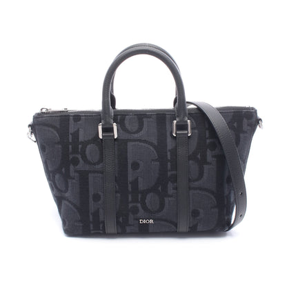 Weekender ウィークエンダー 25 マキシオブリーク ハンドバッグ キャンバス レザー ネイビー ブラック 2WAY ディオール バッグ DIOR