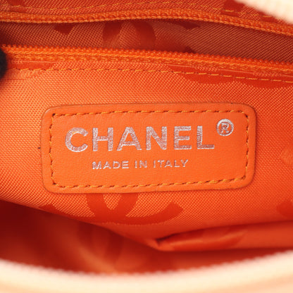 カンボンライン ミニボーリングバッグ ハンドバッグ レザー エナメルレザー ベージュ シルバー金具 シャネル バッグ CHANEL