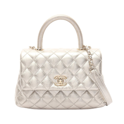 ココハンドル フラップ マトラッセ ハンドバッグ レザー シルバー ゴールド金具 2WAY シャネル バッグ CHANEL