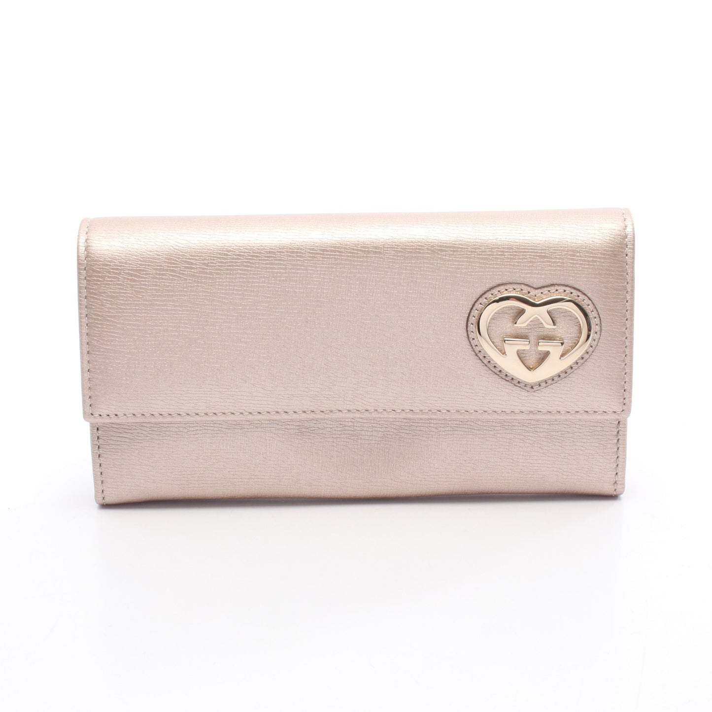 ラブリー 二つ折り長財布 レザー ピンクベージュ メタリック グッチ 財布・小物 GUCCI