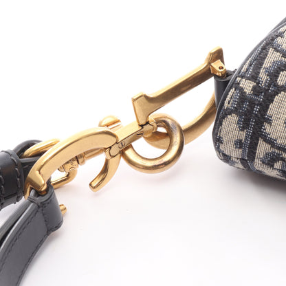 サドルバッグ オブリークジャカード ハンドバッグ キャンバス レザー ベージュ ネイビー 2WAY クリスチャンディオール バッグ Christian Dior