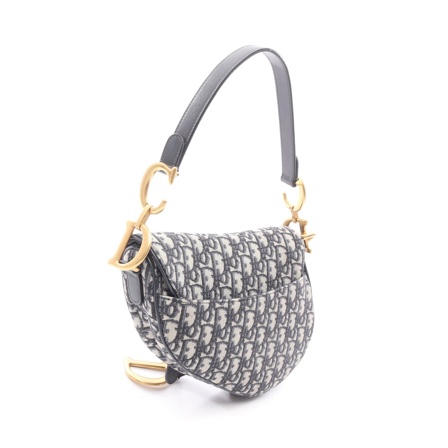 サドルバッグ オブリークジャカード ハンドバッグ キャンバス レザー ベージュ ネイビー 2WAY クリスチャンディオール バッグ Christian Dior
