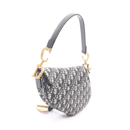 サドルバッグ オブリークジャカード ハンドバッグ キャンバス レザー ベージュ ネイビー 2WAY クリスチャンディオール バッグ Christian Dior