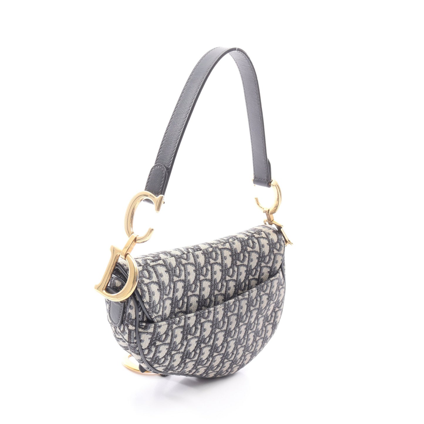 サドルバッグ オブリークジャカード ハンドバッグ キャンバス レザー ベージュ ネイビー 2WAY クリスチャンディオール バッグ Christian Dior