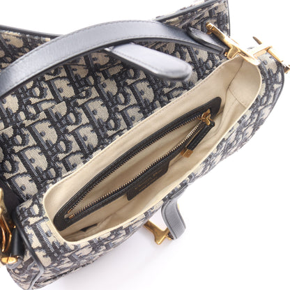 サドルバッグ オブリークジャカード ハンドバッグ キャンバス レザー ベージュ ネイビー 2WAY クリスチャンディオール バッグ Christian Dior