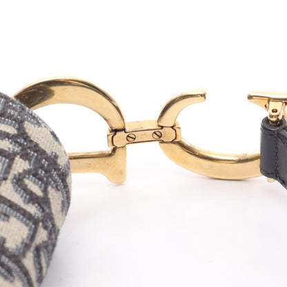 サドルバッグ オブリークジャカード ハンドバッグ キャンバス レザー ベージュ ネイビー 2WAY クリスチャンディオール バッグ Christian Dior