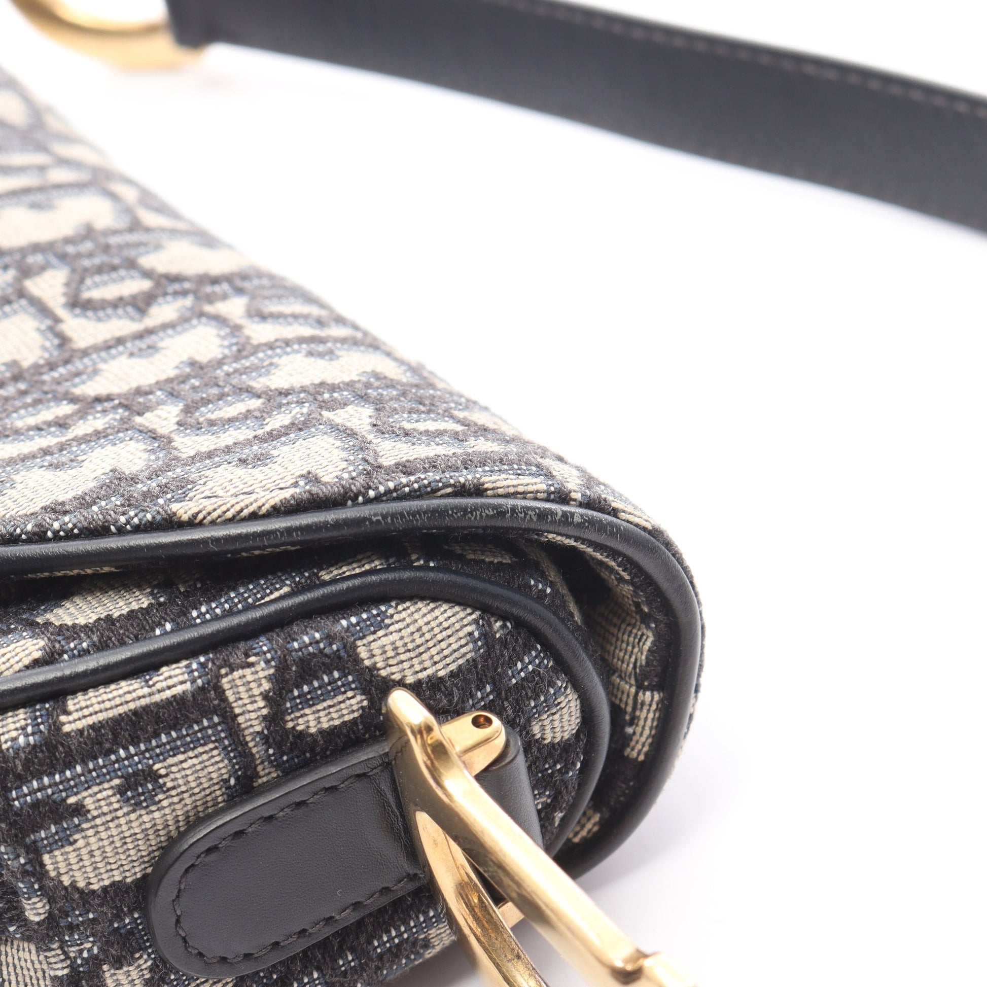 サドルバッグ オブリークジャカード ハンドバッグ キャンバス レザー ベージュ ネイビー 2WAY クリスチャンディオール バッグ Christian Dior