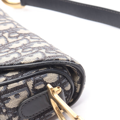 サドルバッグ オブリークジャカード ハンドバッグ キャンバス レザー ベージュ ネイビー 2WAY クリスチャンディオール バッグ Christian Dior