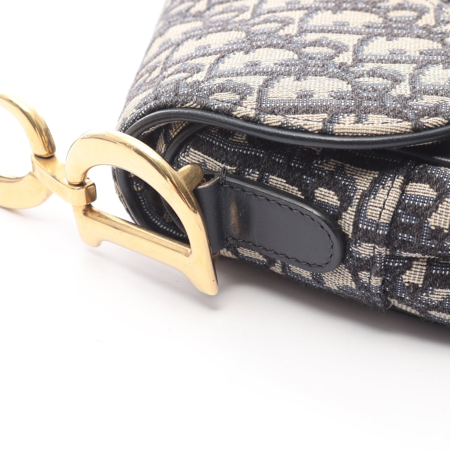 サドルバッグ オブリークジャカード ハンドバッグ キャンバス レザー ベージュ ネイビー 2WAY クリスチャンディオール バッグ Christian Dior
