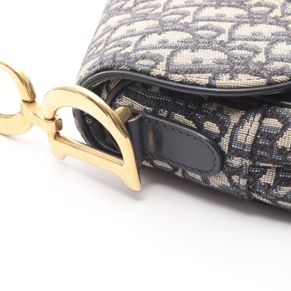サドルバッグ オブリークジャカード ハンドバッグ キャンバス レザー ベージュ ネイビー 2WAY クリスチャンディオール バッグ Christian Dior