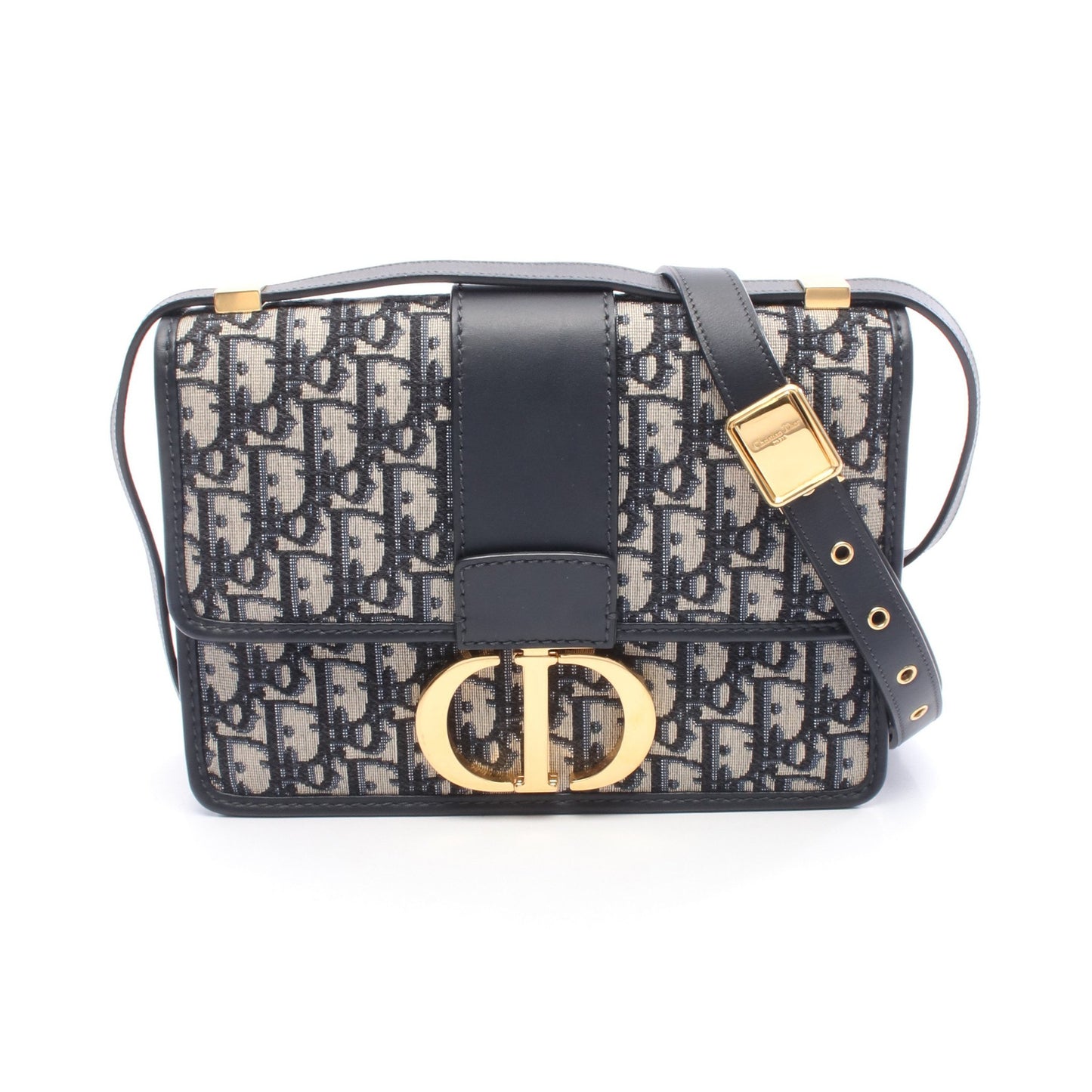 30 MONTAIGNE オブリーク ジャカード ショルダーバッグ キャンバス レザー ネイビー グレー クリスチャンディオール バッグ Christian Dior
