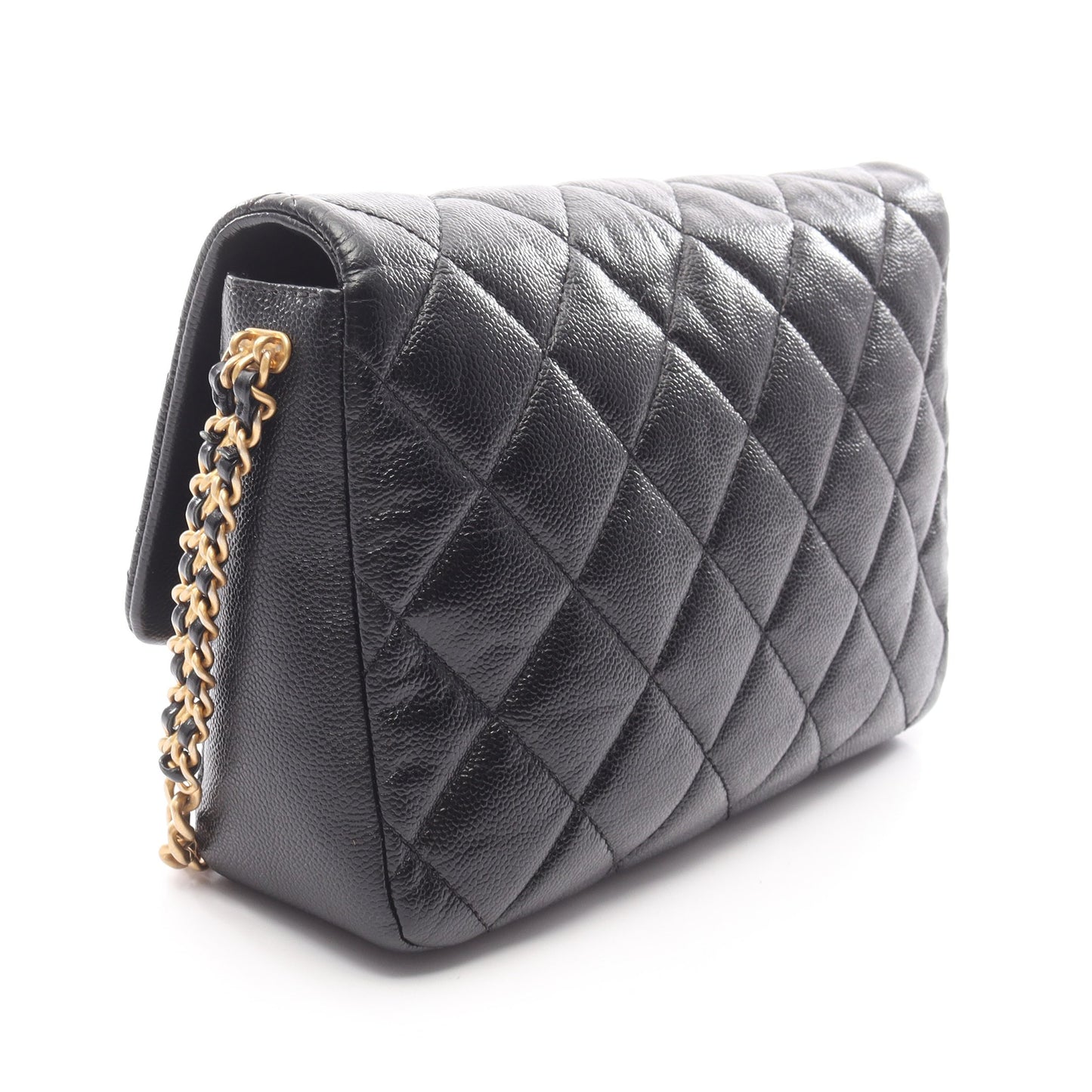 マトラッセ チェーンショルダーバッグ レザー ブラック ゴールド金具 シャネル バッグ CHANEL