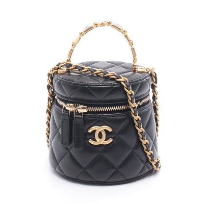 マトラッセ バニティ チェーンショルダーバッグ ラムスキン ブラック ゴールド金具 シャネル バッグ CHANEL
