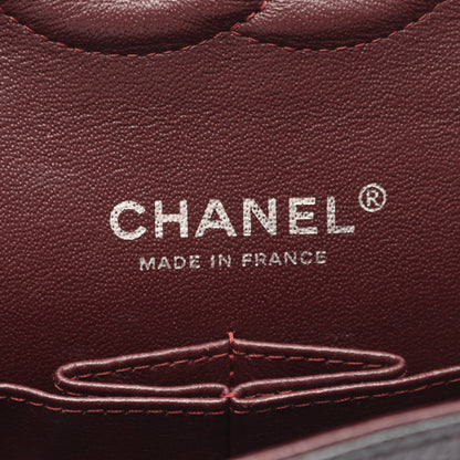 マトラッセ Wフラップ Wチェーンショルダーバッグ キャビアスキン ブラック シルバー金具 シャネル バッグ CHANEL