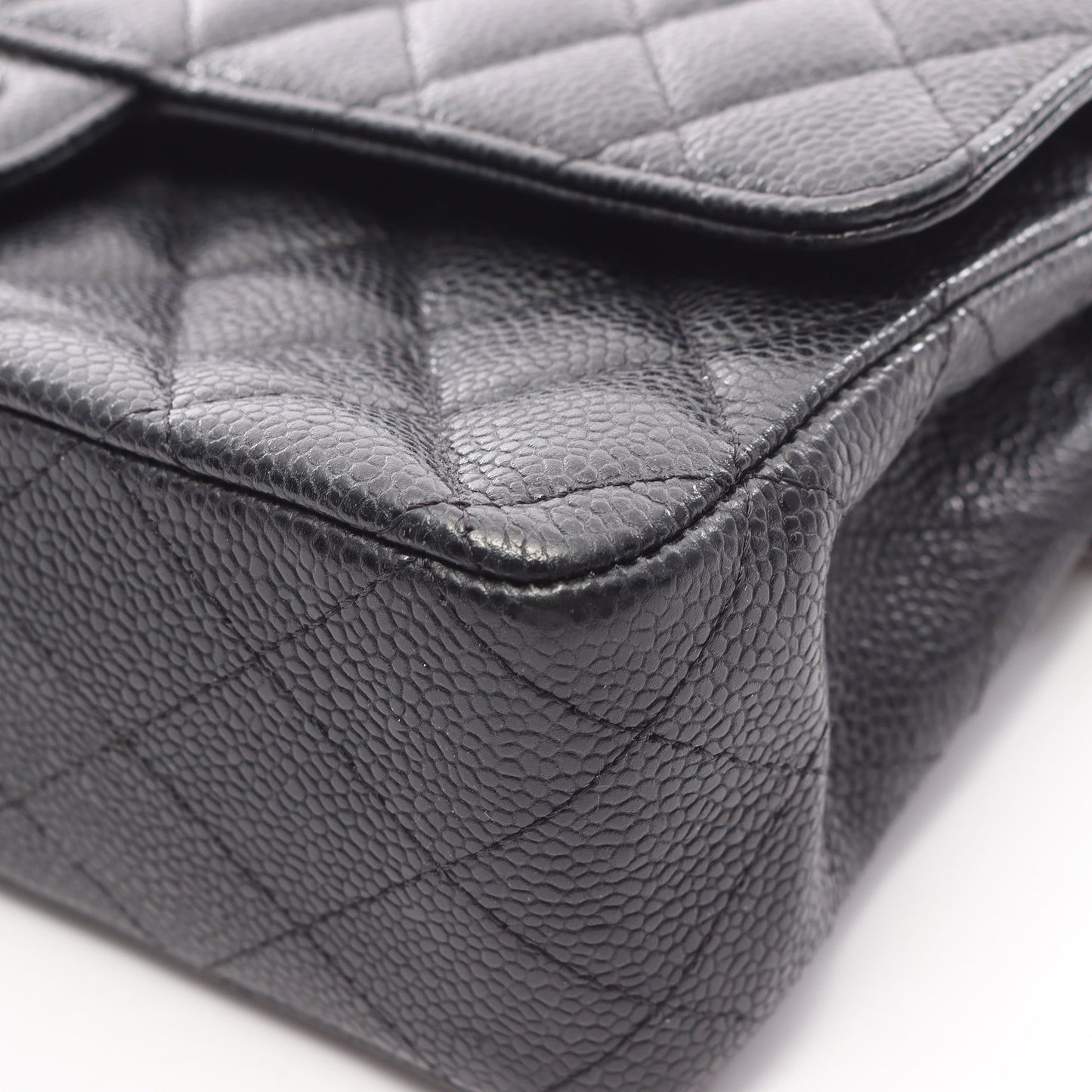 マトラッセ Wフラップ Wチェーンショルダーバッグ キャビアスキン ブラック シルバー金具 シャネル バッグ CHANEL