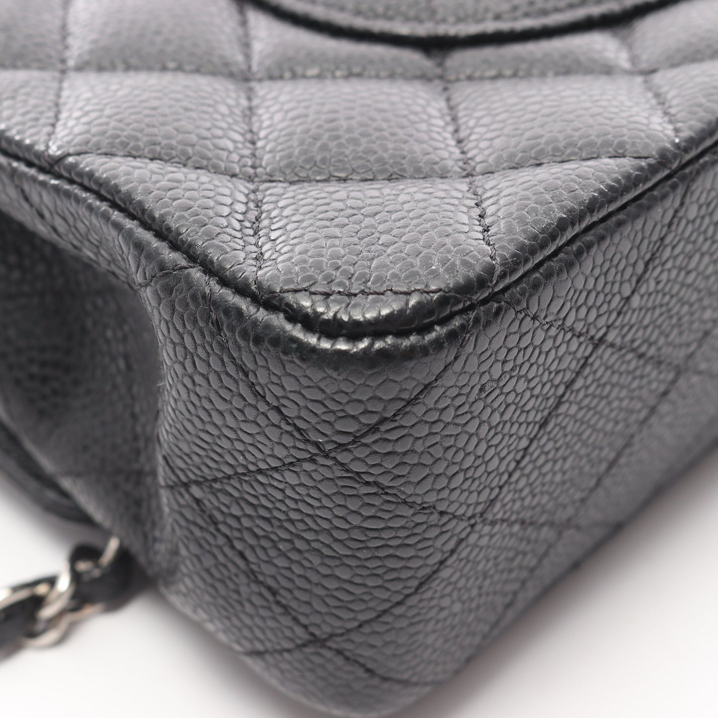 マトラッセ Wフラップ Wチェーンショルダーバッグ キャビアスキン ブラック シルバー金具 シャネル バッグ CHANEL