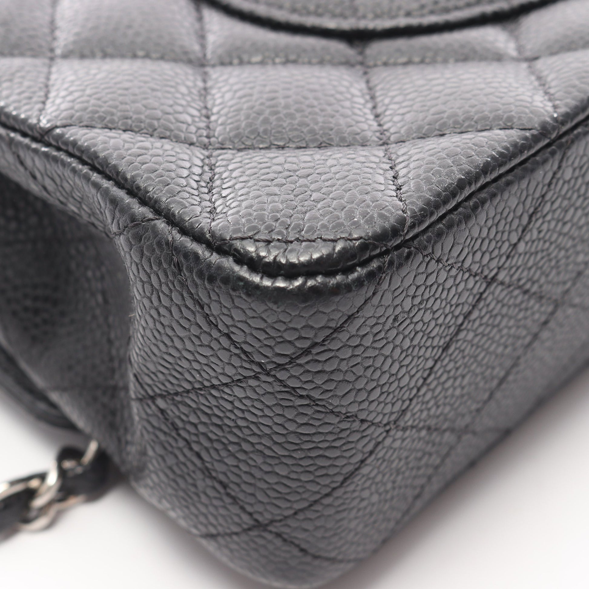 マトラッセ Wフラップ Wチェーンショルダーバッグ キャビアスキン ブラック シルバー金具 シャネル バッグ CHANEL