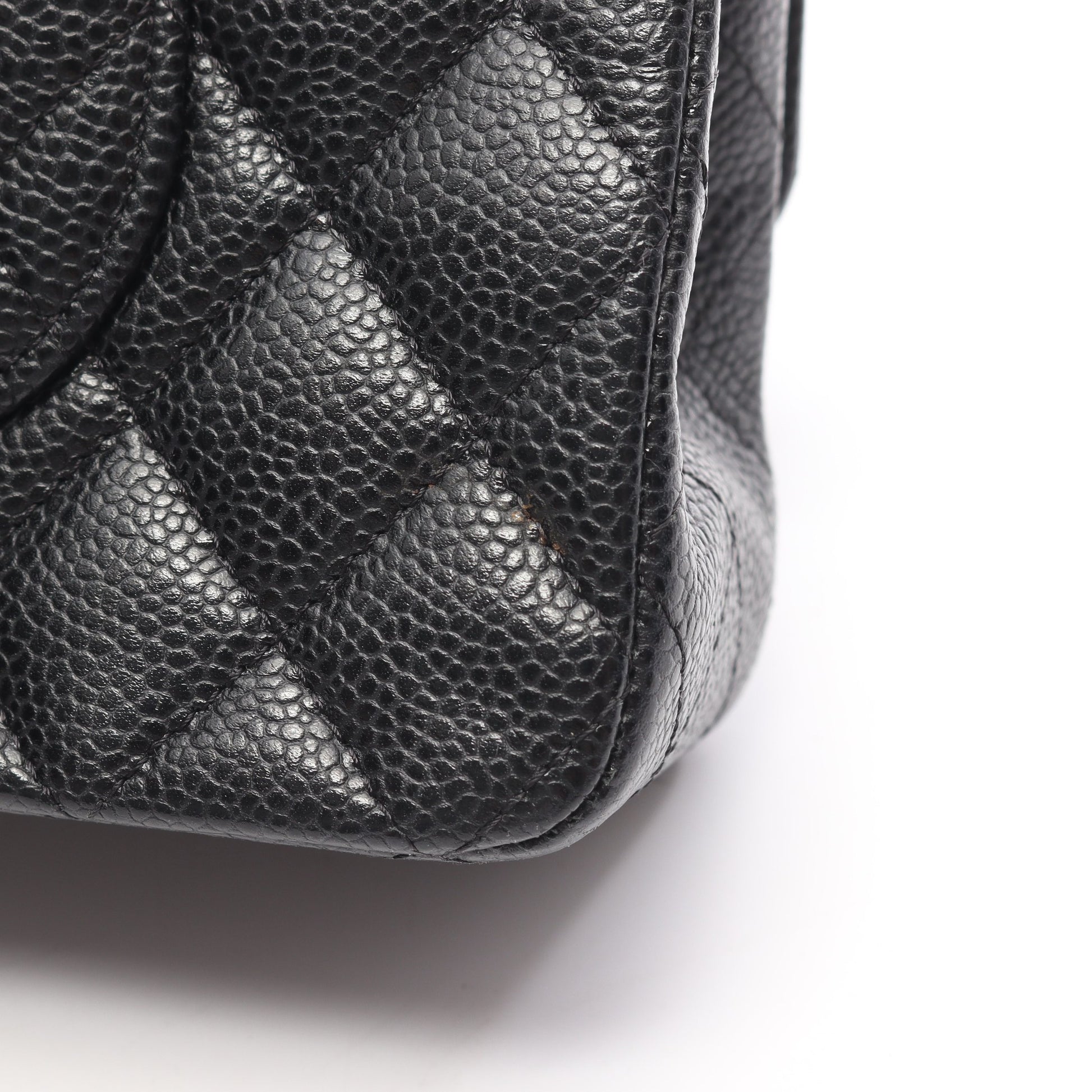 マトラッセ Wフラップ Wチェーンショルダーバッグ キャビアスキン ブラック シルバー金具 シャネル バッグ CHANEL