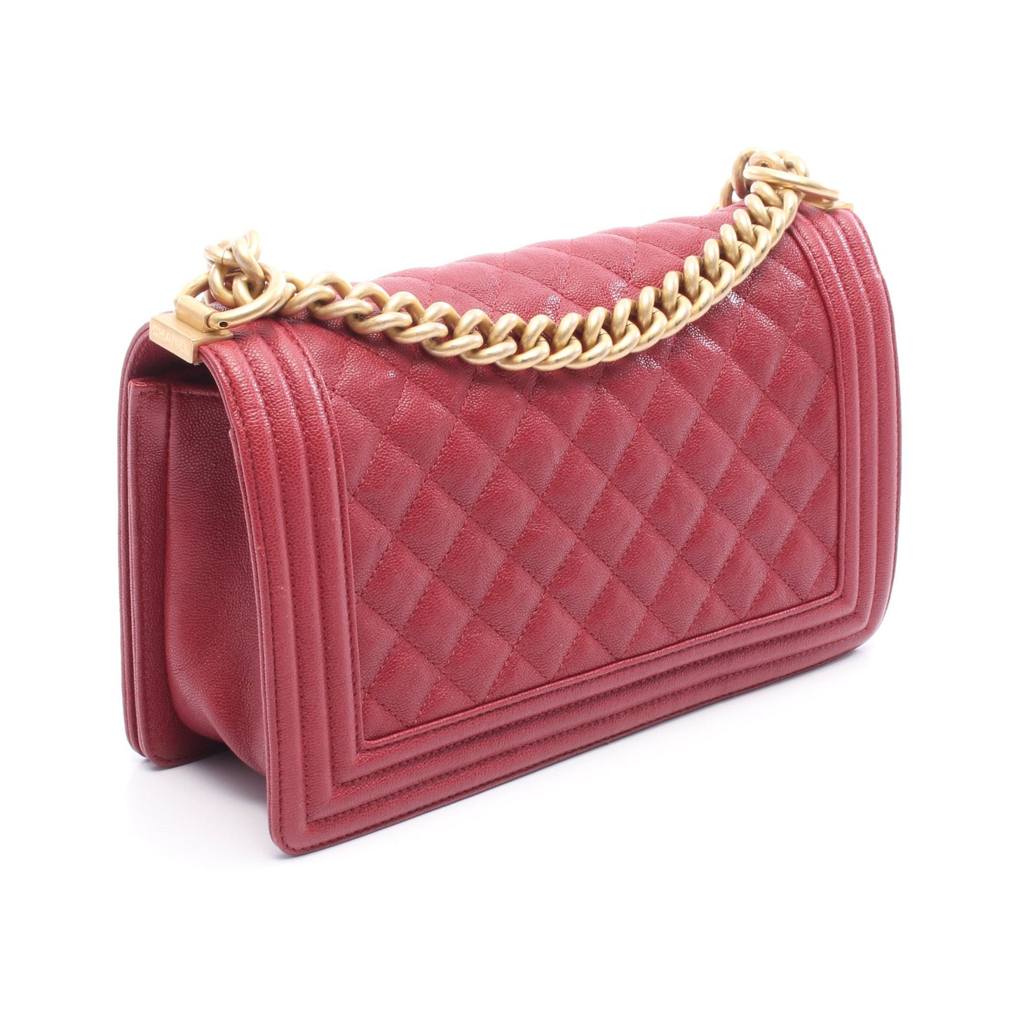 ボーイシャネル チェーンショルダーバッグ キャビアスキン レッド ゴールド金具 シャネル バッグ CHANEL
