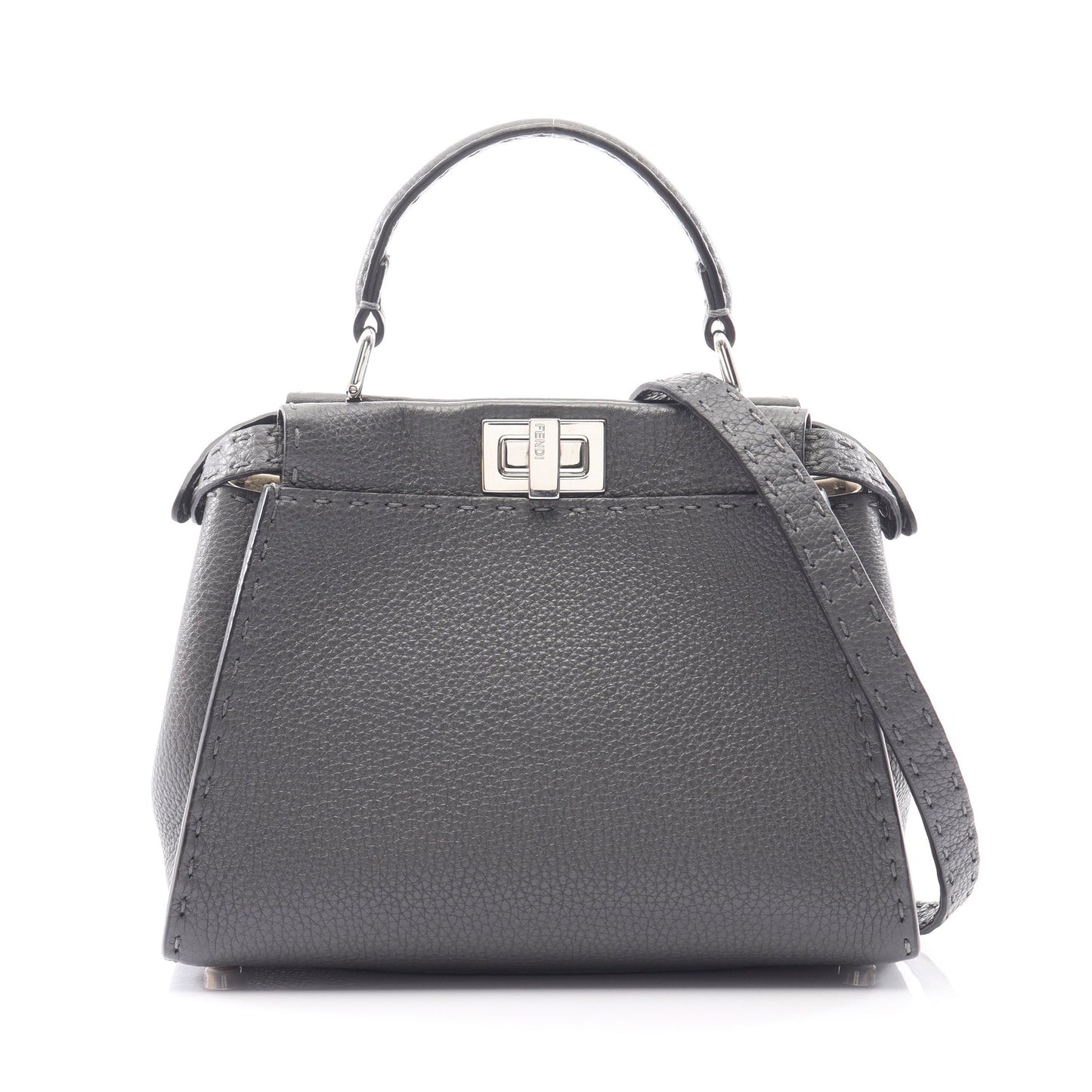 ミニピーカブー セレリア ハンドバッグ レザー グレー 2WAY フェンディ バッグ FENDI
