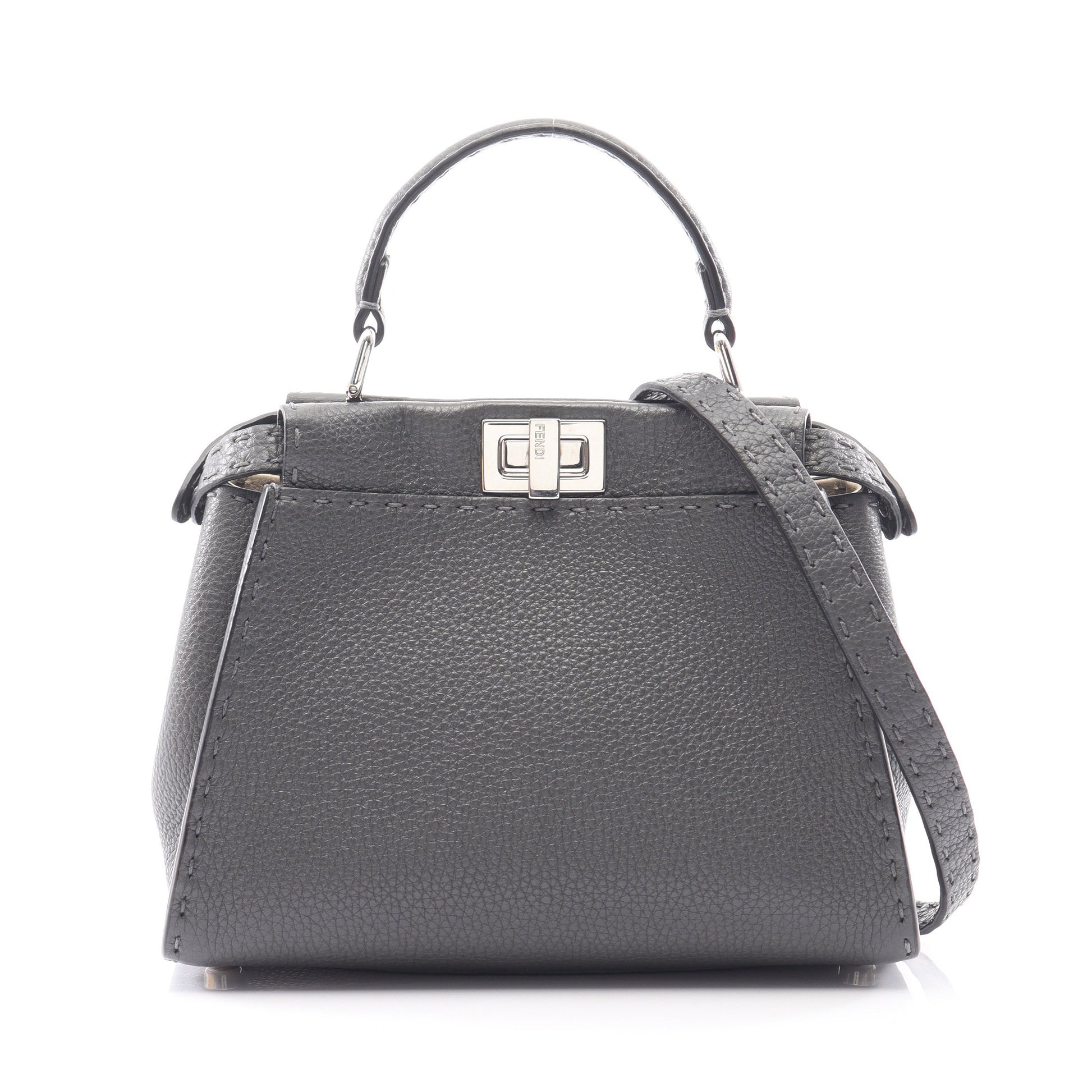 ミニピーカブー セレリア ハンドバッグ レザー グレー 2WAY フェンディ バッグ FENDI