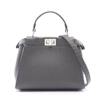 ミニピーカブー セレリア ハンドバッグ レザー グレー 2WAY フェンディ バッグ FENDI