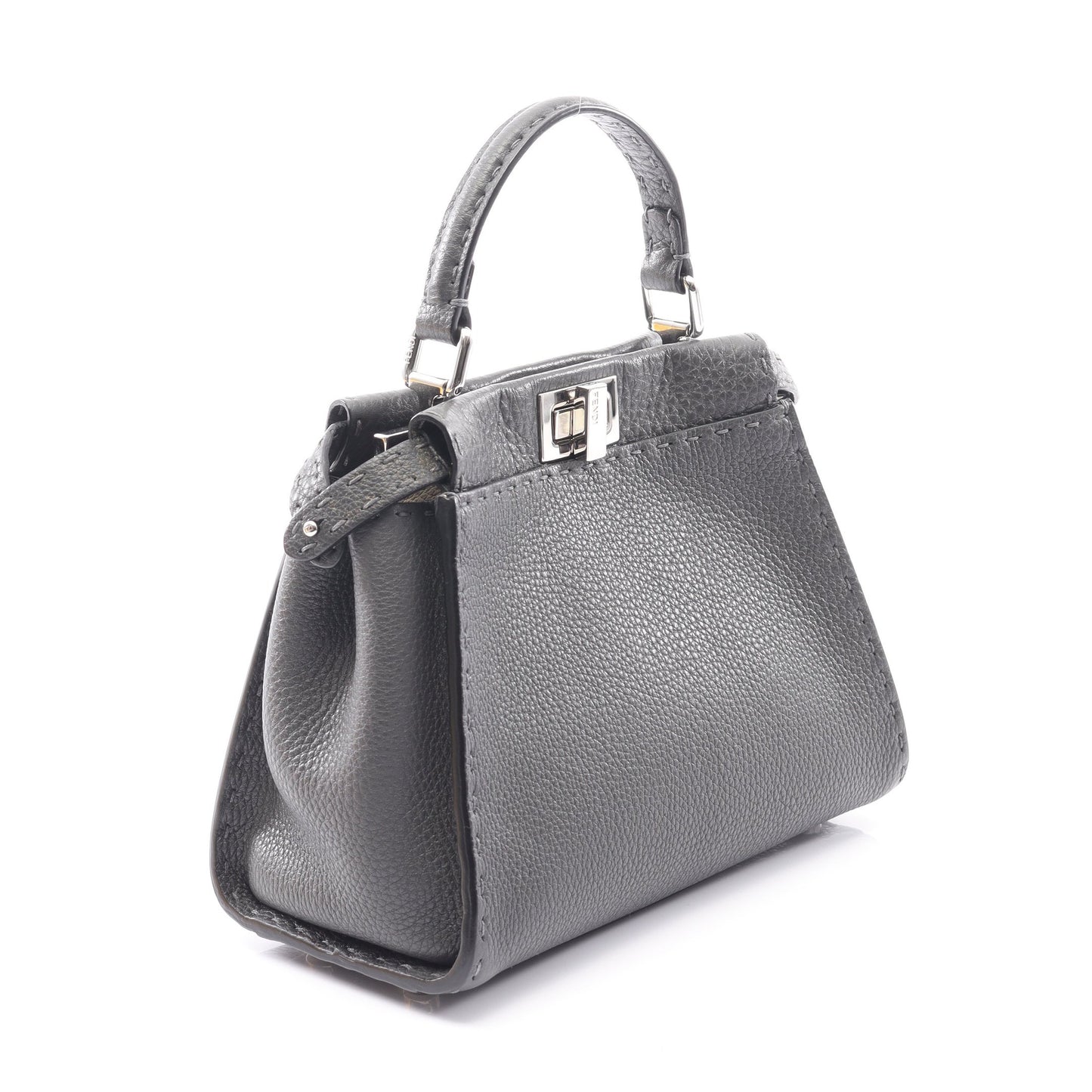 ミニピーカブー セレリア ハンドバッグ レザー グレー 2WAY フェンディ バッグ FENDI