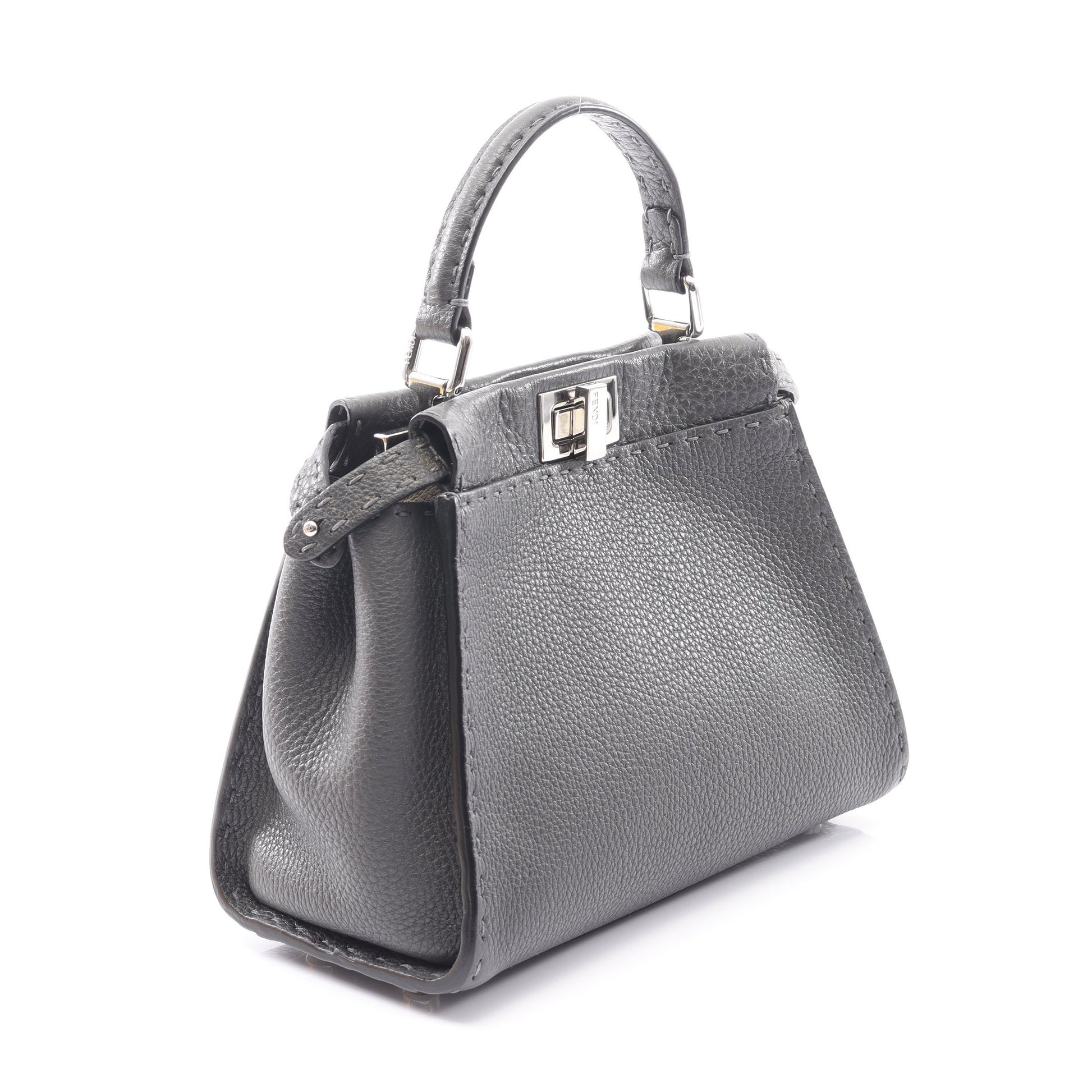 ミニピーカブー セレリア ハンドバッグ レザー グレー 2WAY フェンディ バッグ FENDI