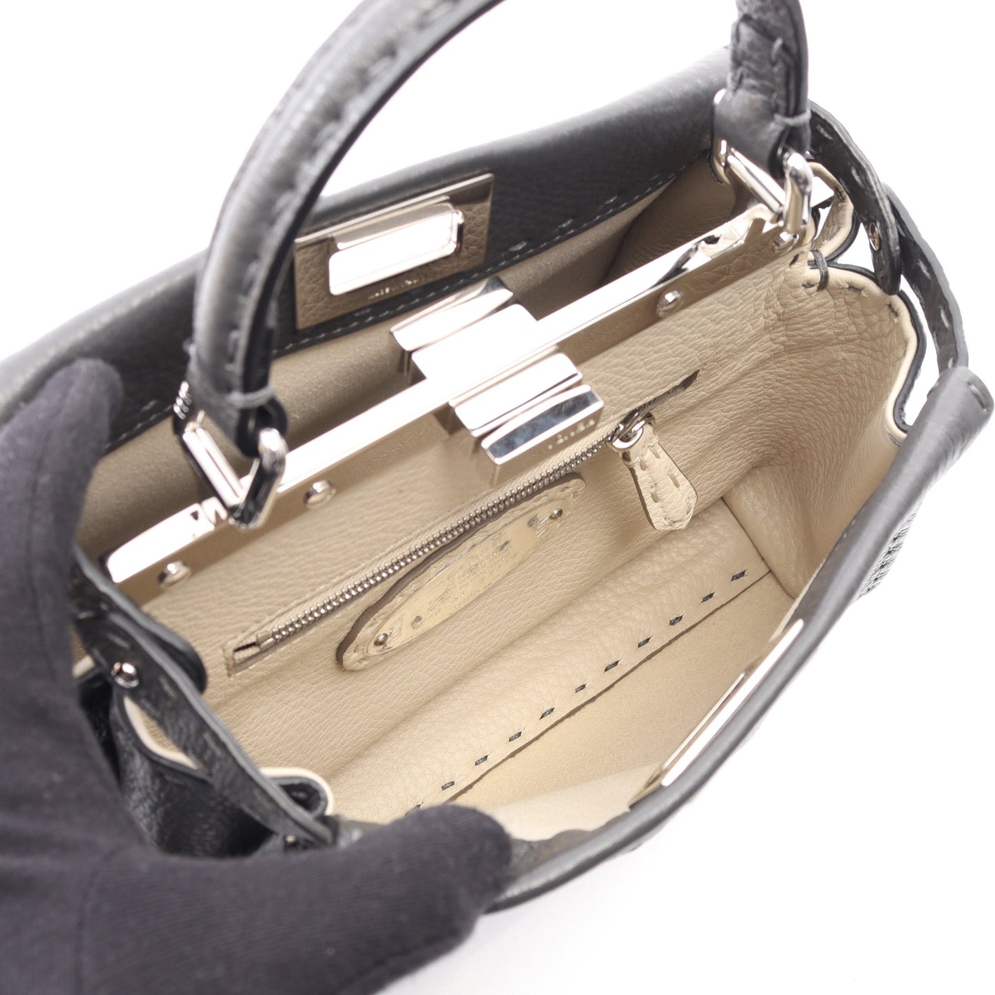 ミニピーカブー セレリア ハンドバッグ レザー グレー 2WAY フェンディ バッグ FENDI