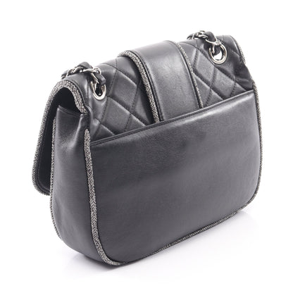マトラッセ Wチェーンショルダーバッグ ラムスキン ブラック シルバー金具 シャネル バッグ CHANEL