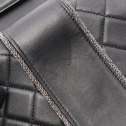 マトラッセ Wチェーンショルダーバッグ ラムスキン ブラック シルバー金具 シャネル バッグ CHANEL
