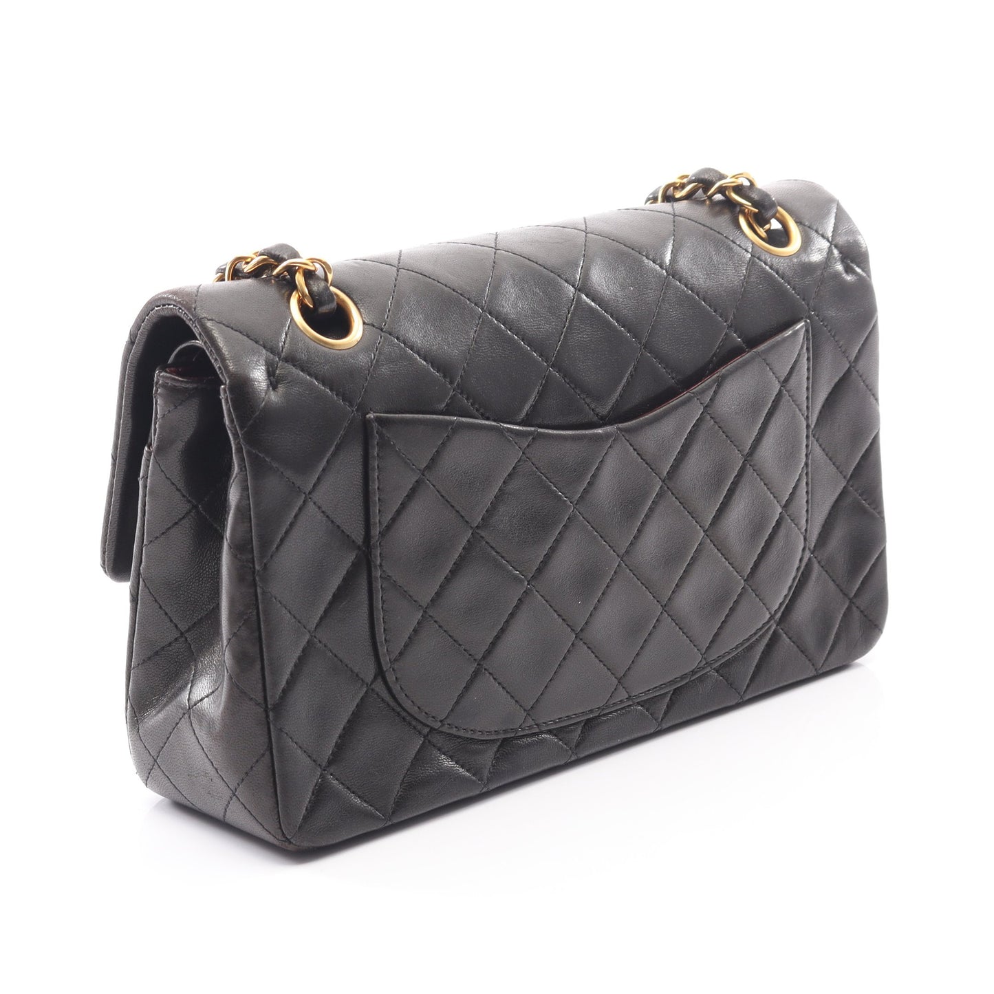 マトラッセ Wフラップ Wチェーンショルダーバッグ ラムスキン ブラック ゴールド金具 シャネル バッグ CHANEL