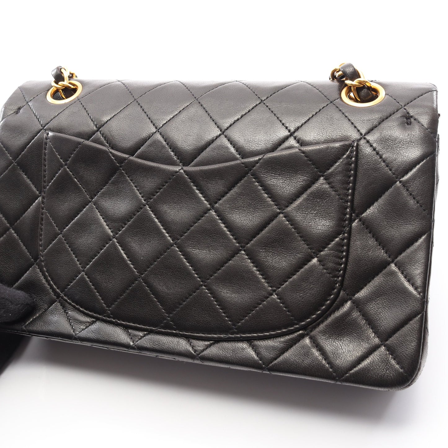 マトラッセ Wフラップ Wチェーンショルダーバッグ ラムスキン ブラック ゴールド金具 シャネル バッグ CHANEL