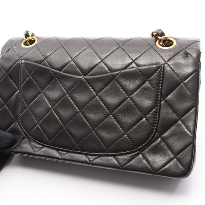 マトラッセ Wフラップ Wチェーンショルダーバッグ ラムスキン ブラック ゴールド金具 シャネル バッグ CHANEL