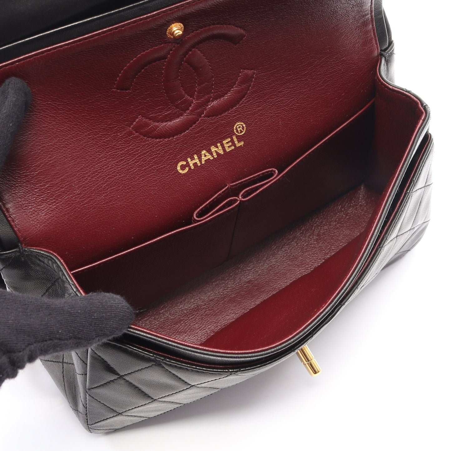 マトラッセ Wフラップ Wチェーンショルダーバッグ ラムスキン ブラック ゴールド金具 シャネル バッグ CHANEL