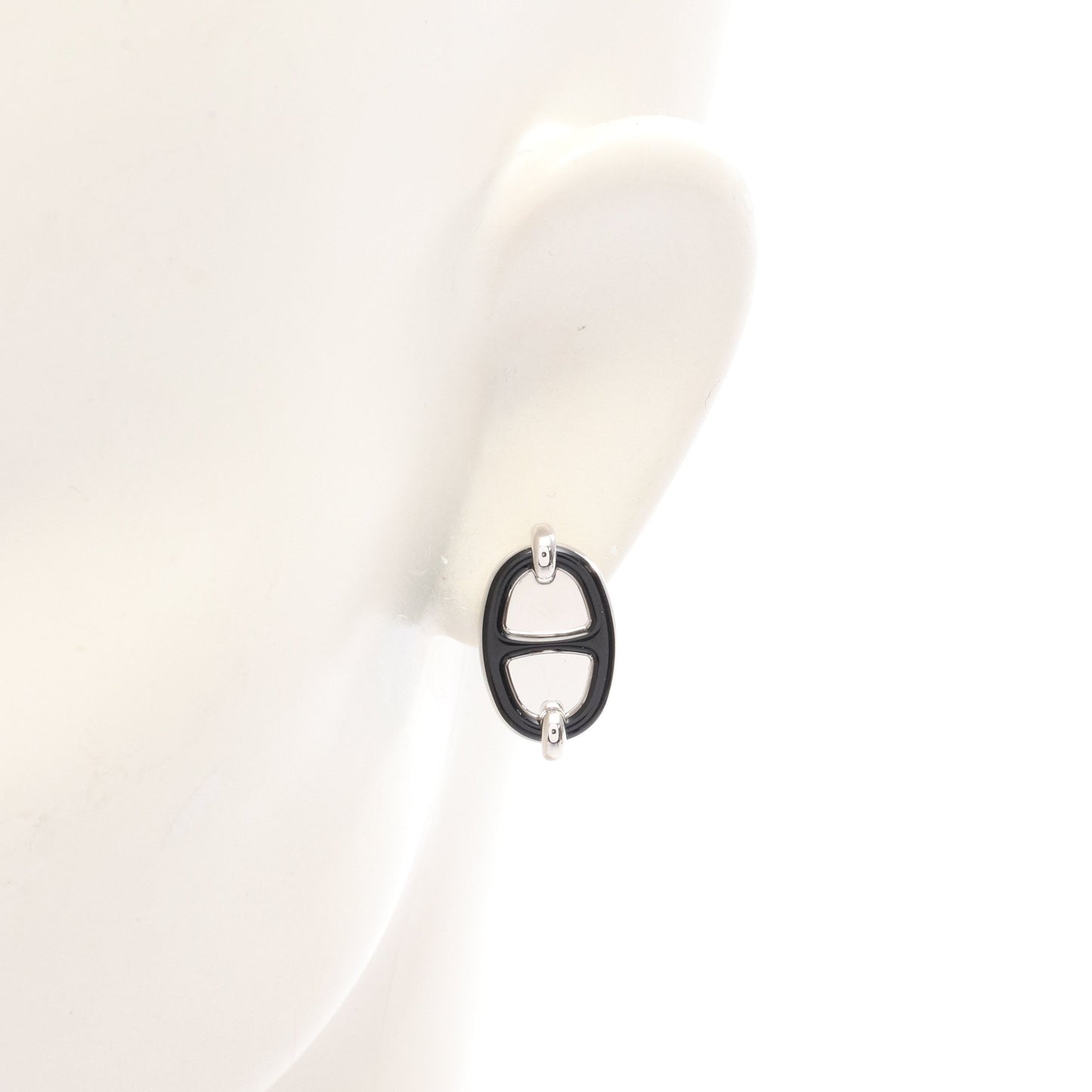 ミニ マイヨン ピアス シルバー ブラック エルメス アクセサリー HERMES
