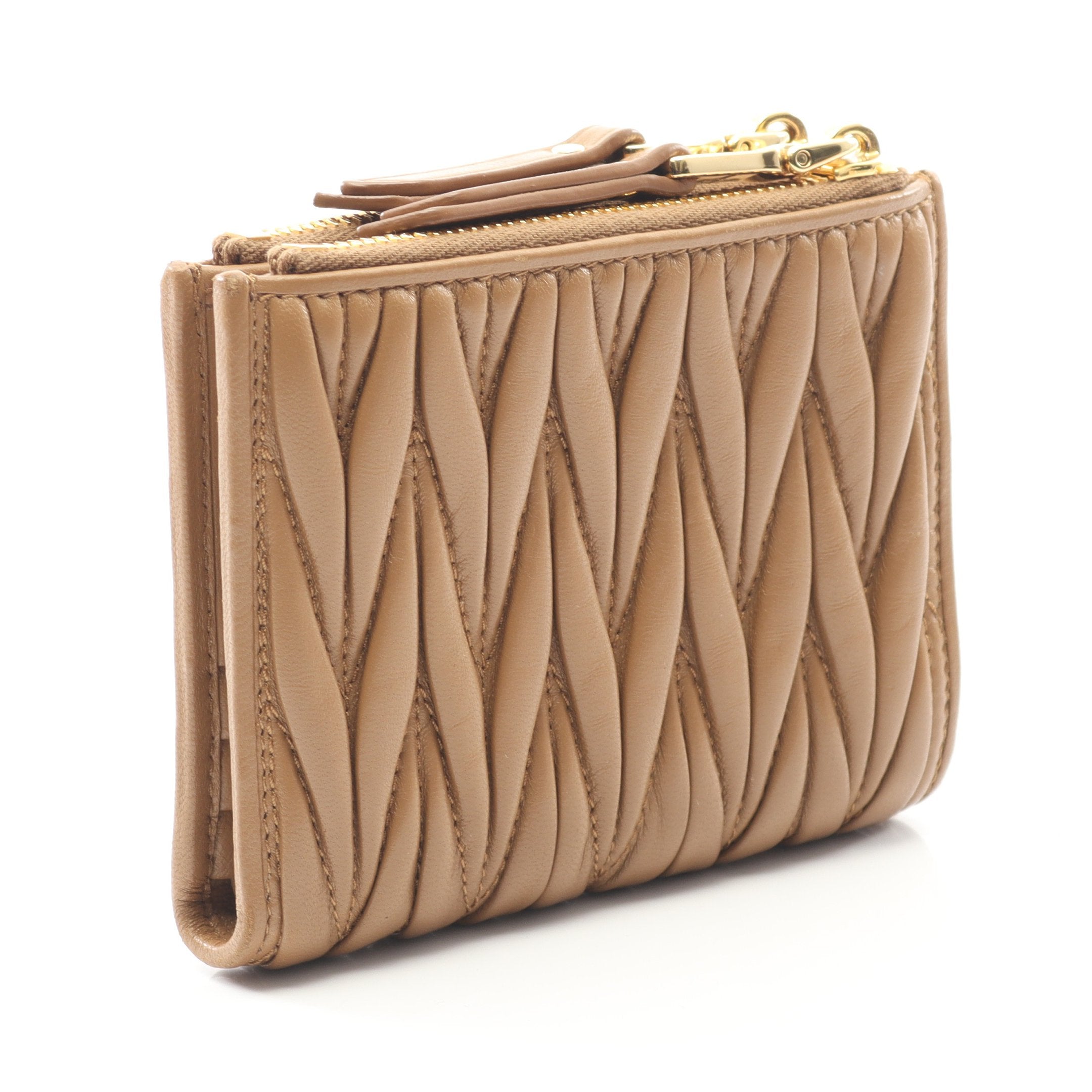 MATELASSE マテラッセ 二つ折り財布 レザー ライトブラウン ミュウ